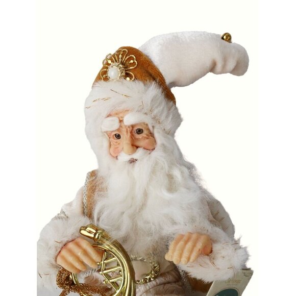 Vintage Santa Claus Figure Table Top Shelf Sitter Father Christmas With Horn - Picture 2 of 7
